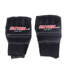 Load image into Gallery viewer, PU Leather Half Mitts Mitten MMA Muay Thai Training Punching Sparring Boxing Gloves White