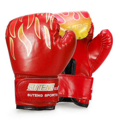 Child Boxing Gloves Breathable Safety Punch Training Leather Gloves for Children Flame Gloves